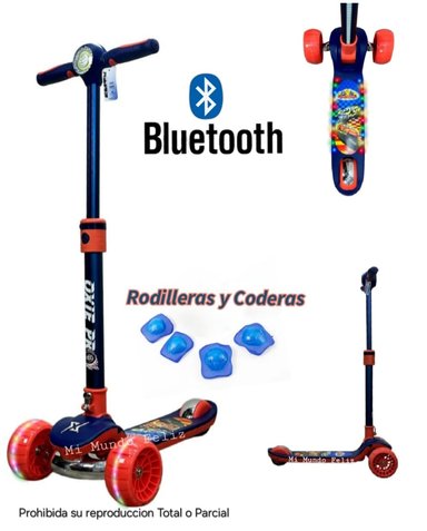 SCOOTER PARA NIÑOS LUCES BLUETOOTH BLUES - 1