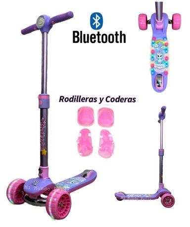 SCOOTER PARA NIÑOS LUCES BLUETOOTH PURPLES - 1