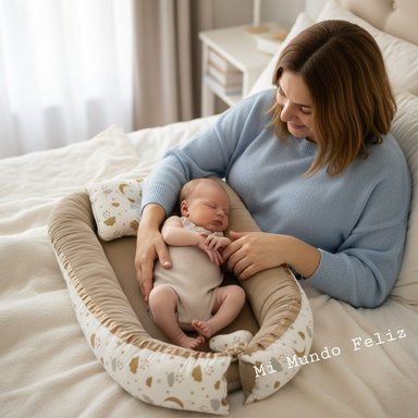 NIDO COLECHO PARA BEBE CON ALMOHADITA BEIGE