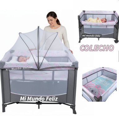 CUNA PARA BEBE CORRAL COLECHO CON TUL MOSQUITERO