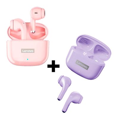 COMBO LENOVO AUDIFONOS LP40 PRO ROSADO+ LP40 PRO PURPURA - 1