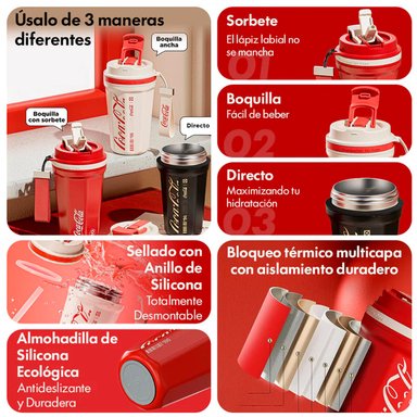 TERMO GERM ROMBO COCACOLA BLANCO 550ML ACERO INOXIDABLE - 2