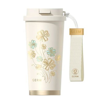 VASO TÉRMICO GERM TREBOL BLANCO 500ML ACERO INOXIDABLE - 1