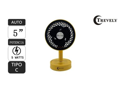 Ventilador recargable 5' TREVELY VT-05 - AMARILLO - 5W