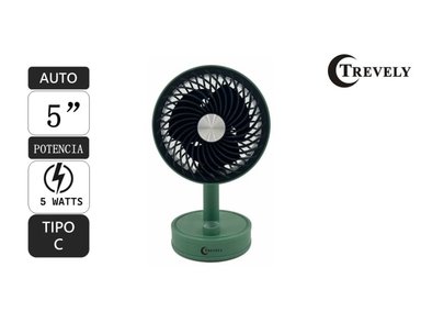 Ventilador recargable 5' TREVELY VT-05 - VERDE - 5W