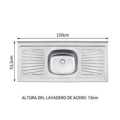 LAVADERO MADESA G53120TR001.1 COCINA 120 X 52 CM ACERO INOXIDABLE - 3