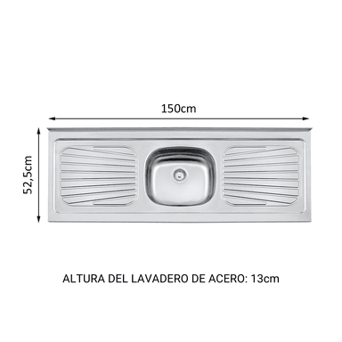 LAVADERO MADESA G53150TR001.1 COCINA 150 X 52 CM ACERO INOXIDABLE - 3