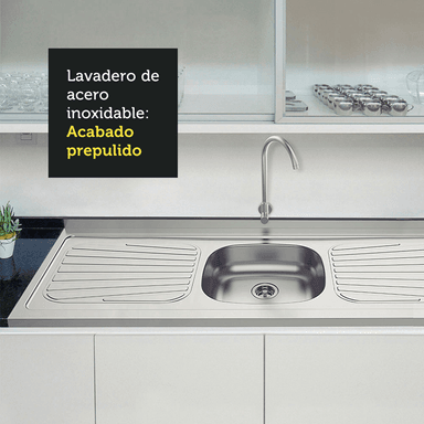 LAVADERO MADESA G53150TR001.1 COCINA 150 X 52 CM ACERO INOXIDABLE - 4