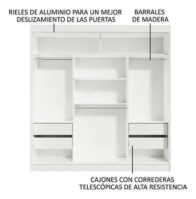 ROPERO RENO 3 PUERTAS CORREDIZAS 1 ESPEJO - 4