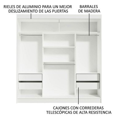 ROPERO RENO 3 PUERTAS CORREDIZAS 1 ESPEJO - 5