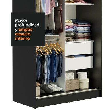 ROPERO MADESA 10972E TOKIO CORREDIZAS ESPEJO 2 PUERTAS 2 CAJONES MARRON - 5