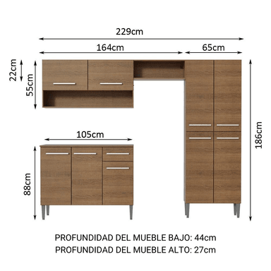 MUEBLE DE COCINA MADESA GREM2290025Z 5 REPISAS 1 CAJÓN EMILLY 229 CM - 2