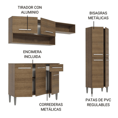 MUEBLE DE COCINA MADESA GREM2290025Z 5 REPISAS 1 CAJÓN EMILLY 229 CM - 3