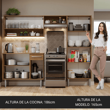 MUEBLE DE COCINA MADESA GREM2290025Z 5 REPISAS 1 CAJÓN EMILLY 229 CM - 4