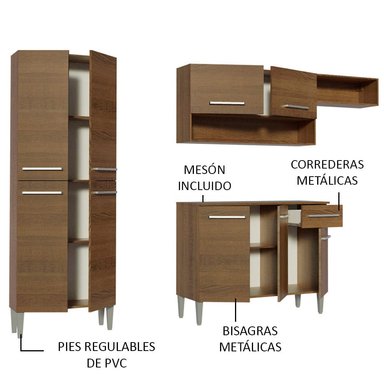 MUEBLE DE COCINA MADESA EMILLY 1 CAJÓN TOP 229 CM - 4