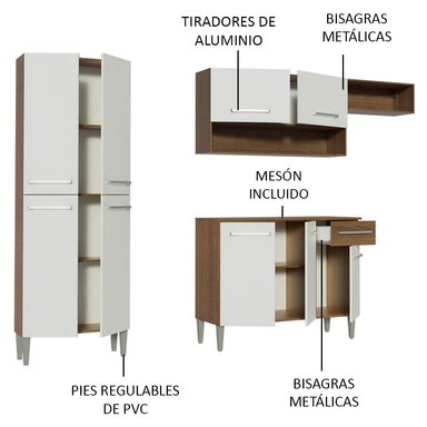 MUEBLE DE COCINA MADESA EMILLY 1 CAJÓN TOP 229 CM - 4