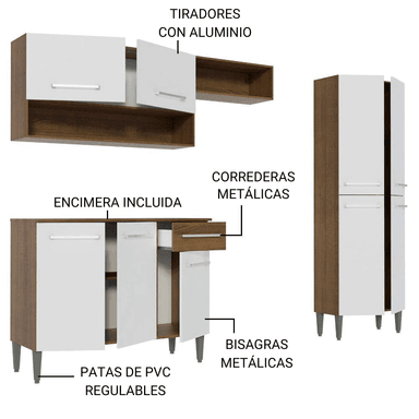 MUEBLE DE COCINA MADESA GREM2290029B 1 CAJÓN EMILLY 229 CM - 3