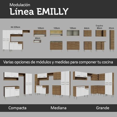 MUEBLE DE COCINA MADESA GREM2290029B 1 CAJÓN EMILLY 229 CM - 9