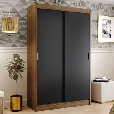 ROPERO TOKIO 2 PUERTAS CORREDIZAS 2 CAJONES - MARRÓN/NEGRO - 2