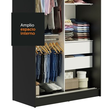 ROPERO MADESA 1097CN TOKIO CORREDIZAS 2 PUERTAS 2 CAJONES MARRON - 5