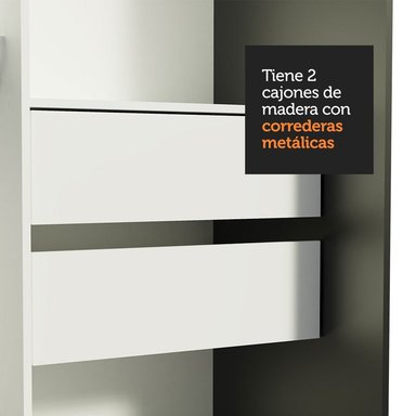 ROPERO MADESA 10971E TOKIO CORREDIZAS 1 ESPEJO 2 PUERTAS 2 CAJONES BLANCO - 7