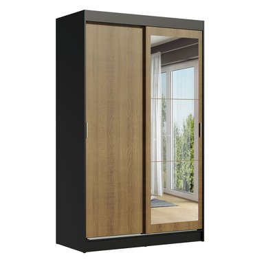 ROPERO TOKIO 2 PUERTAS CORREDIZAS 1 ESPEJO - NEGRO/MARRÓN