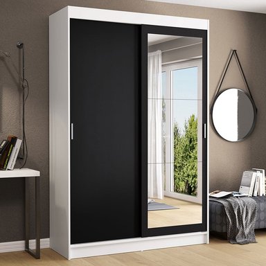 ROPERO MADESA 10971E TOKIO CORREDIZAS 1 ESPEJO 2 PUERTAS 2 CAJONES NEGRO