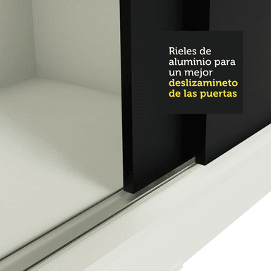 ROPERO MADESA 10971E TOKIO CORREDIZAS 1 ESPEJO 2 PUERTAS 2 CAJONES NEGRO - 6