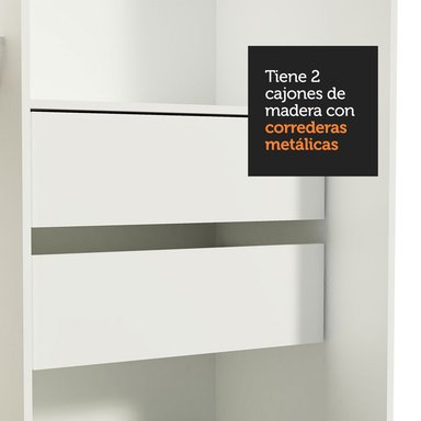 ROPERO MADESA 10971E TOKIO CORREDIZAS 1 ESPEJO 2 PUERTAS 2 CAJONES NEGRO - 7
