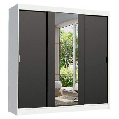 ROPERO RENO 3 PUERTAS CORREDIZAS 1 ESPEJO - BLANCO/NEGRO