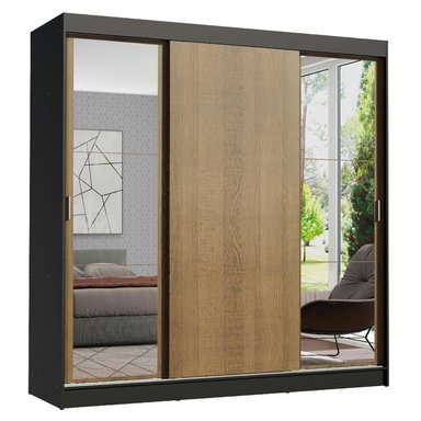 ROPERO RENO 3 PUERTAS CORREDIZAS 2 ESPEJOS - NEGRO/BLANCO