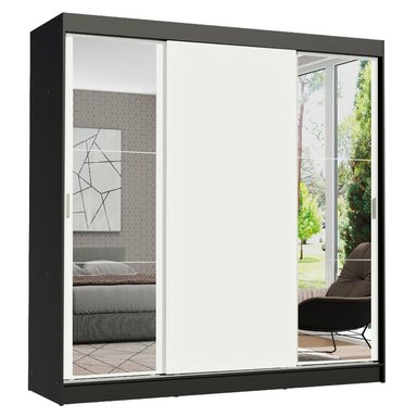 ROPERO RENO 3 PUERTAS CORREDIZAS 2 ESPEJOS - NEGRO/BLANCO