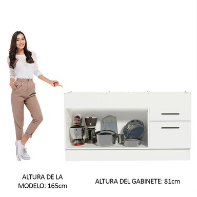MUEBLE DE COCINA AGATA 150 CM (MOSTRADOR PARA LAVADERO) - BLANCO - 3