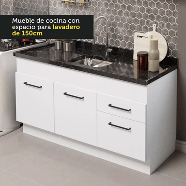 MUEBLE DE COCINA AGATA 150 CM (MOSTRADOR PARA LAVADERO) - BLANCO - 8