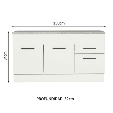 MUEBLE DE COCINA MADESA AGATA 2 CAJONES 150 CM MOSTRADOR PARA FREGADERO CON ENCIMERA - 5