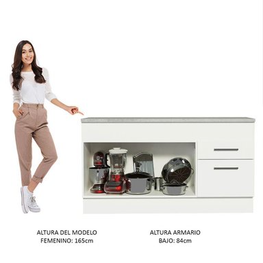 MUEBLE DE COCINA MADESA AGATA 2 CAJONES 150 CM MOSTRADOR PARA FREGADERO CON ENCIMERA - 7