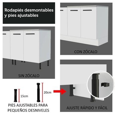 MUEBLE DE COCINA MADESA AGATA 2 CAJONES 150 CM MOSTRADOR PARA FREGADERO CON ENCIMERA - 8