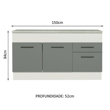 MUEBLE DE COCINA MADESA AGATA 2 CAJONES 150 CM MOSTRADOR PARA FREGADERO CON ENCIMERA - 3