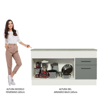 MUEBLE DE COCINA MADESA AGATA 2 CAJONES 150 CM MOSTRADOR PARA FREGADERO CON ENCIMERA - 4