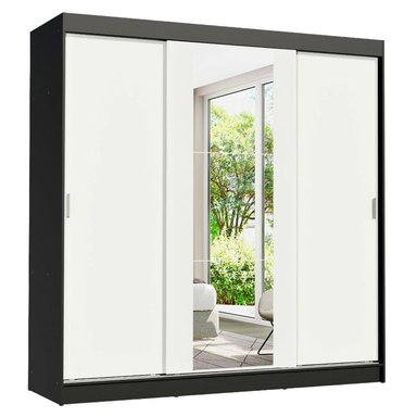 ROPERO RENO 3 PUERTAS CORREDIZAS 1 ESPEJO - NEGRO/BLANCO