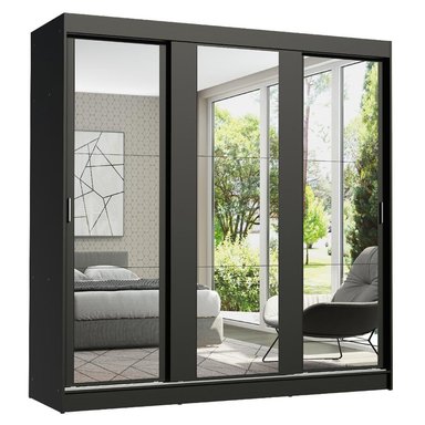 ROPERO RENO 3 PUERTAS CORREDIZAS CON ESPEJOS - NEGRO