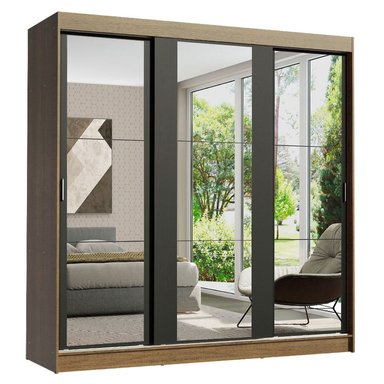 ROPERO RENO 3 PUERTAS CORREDIZAS CON ESPEJOS - MARRÓN/NEGRO