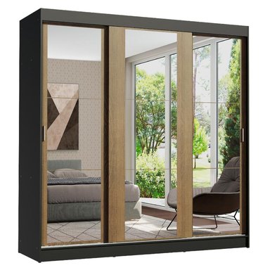 ROPERO RENO 3 PUERTAS CORREDIZAS CON ESPEJOS - NEGRO/MARRÓN