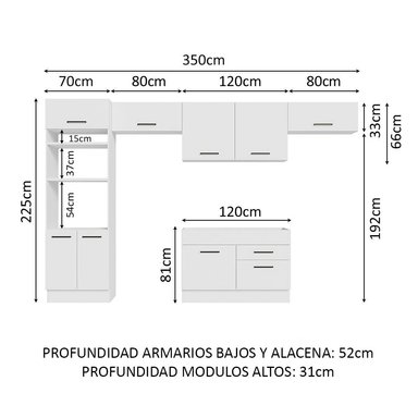MUEBLE DE COCINA MADESA GRAG350001 2 CAJONES INTEGRAL AGATA 350 CM - 3