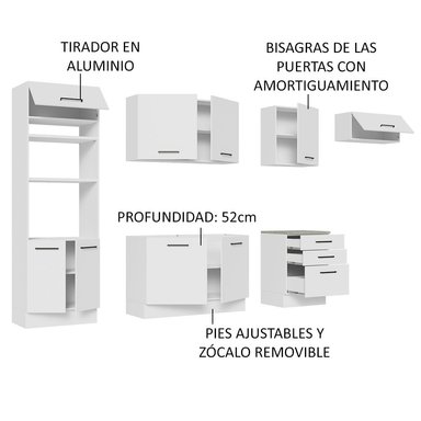 MUEBLE DE COCINA MADESA GRAG330001 3 CAJONES INTEGRAL AGATA 330 CM - 4