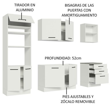 MUEBLE DE COCINA MADESA GRAG250001 3 CAJONES INTEGRAL AGATA 250 CM - 4