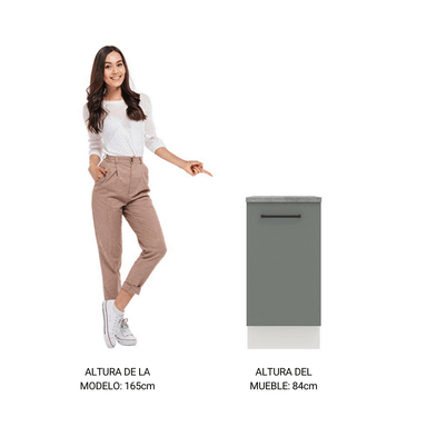 MUEBLE DE COCINA AGATA 40 CM 1 PUERTA - BLANCO/GRIS - 6
