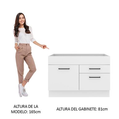 MUEBLE DE COCINA MADESA G24123AG 2 CAJONES AGATA 10 CM MOSTRADOR PARA FREGADERO - 3