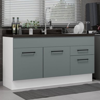 MOSTRADOR MADESA G24153AGFF 2 CAJONES AGATA 150 CM PUERTAS Y (SIN ENCIMERA NI FREGADERO) - 2