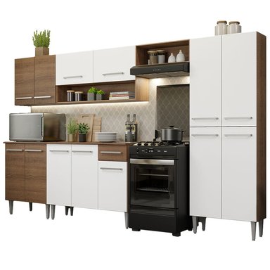 MUEBLE DE COCINA INTEGRAL EMILLY 293 CM 01 - MARRÓN/NEGRO